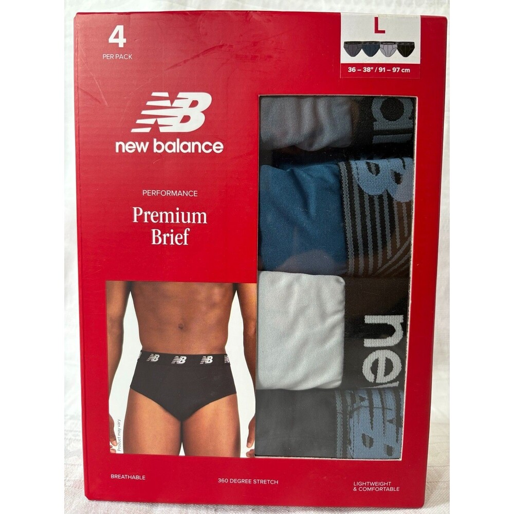 New Balance Mens Performance Briefs 4 Pack Size L 36-38 Stretch NB3207-4